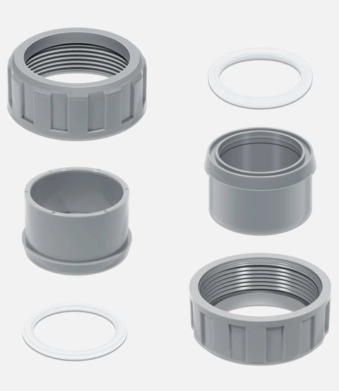 DearChan 2-pack 2-inch CPVC connector kit with heater flange and nut for Raypak/Rheem pool heaters.