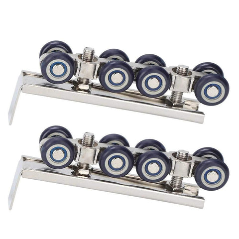 8 Wheel Door Track Pulley Kit For Sliding Barn Doors, Silent Rolling Floor Track System with detachable L Shape inserts