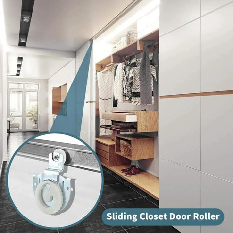 4 Pieces Sliding Closet Door Rollers Set With Eight Screws For Top Hung Wardrobe Sliding Doors Hardware Includes Two Roller Types