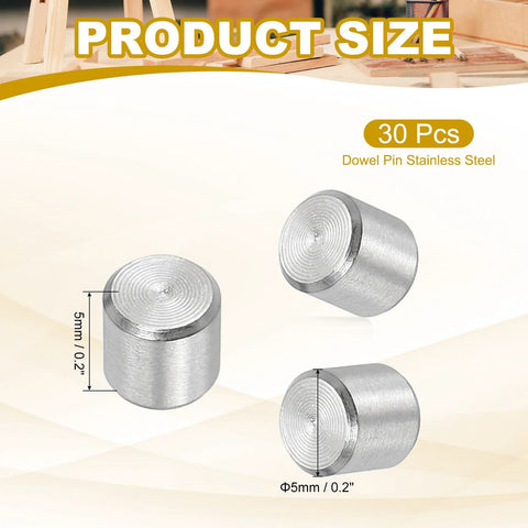 Durable 5mm By 5mm Stainless Steel Dowel Pins Pack Of 30 For Shelves And Furniture Fixing, 304 Stainless Steel Shelf Pins