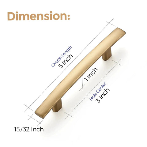 5 Pack Champagne Bronze Curved Cabinet Handles For Kitchen Cabinets And Drawer Fronts Slim 5-3/16 Inch Length With 3 Inch Center Arch