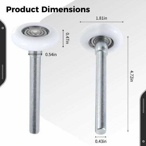 Dimensions of 30 Pack 1.8 Inch Garage Door Rollers With 4.7 Inch Stem Ultra Quiet Nylon Replacement Wheel For Garages Barns And Warehouses