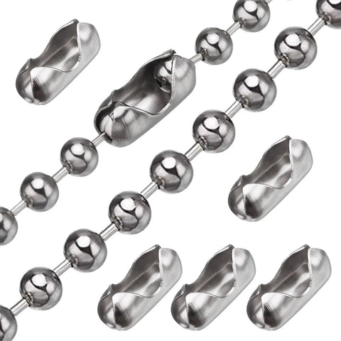 10 Beaded Ball Chain 4.5mm 16.4 Feet Spool With 8 Connector Clasps showing stainless steel beads and connectors