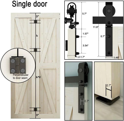 Bi Folding Sliding Barn Door Hardware Kit For Double 16 Inch Bifold Doors, wall mount rollers, track close-up, single door view