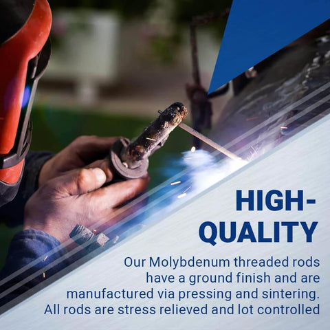 Welding Molybdenum Rod 36 Inch Length With 10 To 32 Threads Per Inch For Industrial Use in a workshop setting