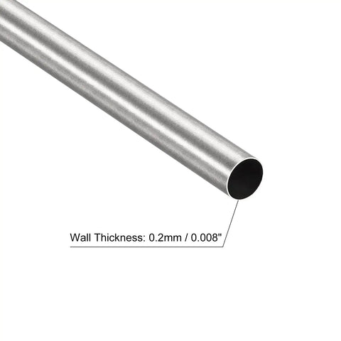 304 Stainless Steel Capillary Tube 8mm OD 0.2mm Wall 200mm Length showing thin wall thickness and seamless build for precise use