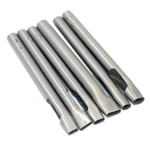 Six Size Leather Oval Hole Punch Set With Carbon Steel Punches For Belts Straps Gaskets And Other Soft Materials, six-metal punches