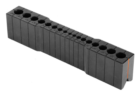 Heavy Duty Universal Handheld Drill Guide And Jig With 17 Precision Drill Holes From 1/8 To 3/8 Inch In 1/64 Inch Steps, flat base
