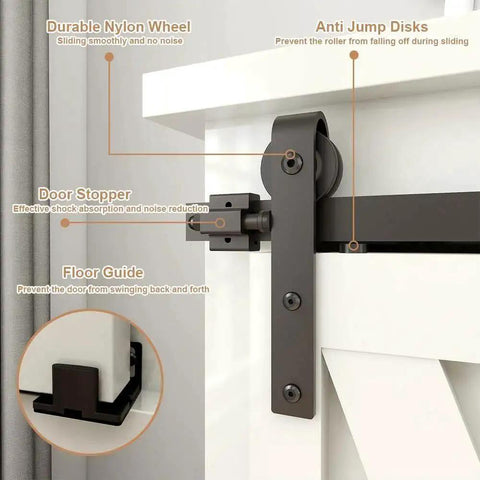 Two And A Half Foot Sliding Barn Door Hardware Kit For Single Door TV Stands And Small Cabinets J Shaped Hanger System