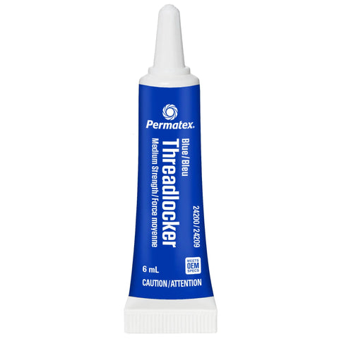 Blue Medium Strength Threadlocker That Eliminates Vibration No Drip Seals Leaks Prevents Rust And Disassembles Without Cracking Or Shrinking Permatex 27 070 6 Ml in a 6 mL squeeze tube.