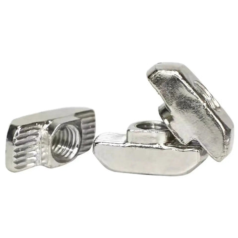 Durable Heavy Duty 50 Pack M6 T Nuts Hammer Head T Slot Nuts Drop In Nickel Plated Carbon Steel For European Aluminum Profiles 10mm Slot 4545