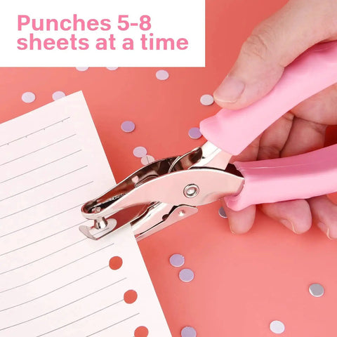 Blue Metal Hole Punch With Soft Grip Handle for DIY Crafts and Scrapbooking, punching clean 1/4 inch holes in paper, punches up to 5 sheets.