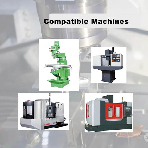 Compatible machines for 1/32 Inch Carbide Square End Mill Set with CNC routers and milling machines shown