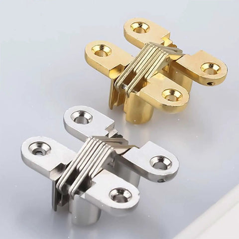 Hidden Concealed Cross Door Hinge 8x42mm With Screw For Wood Or Metal Doors And Cabinets Folding Doors Windows 180 Degree Swing Silver DIY