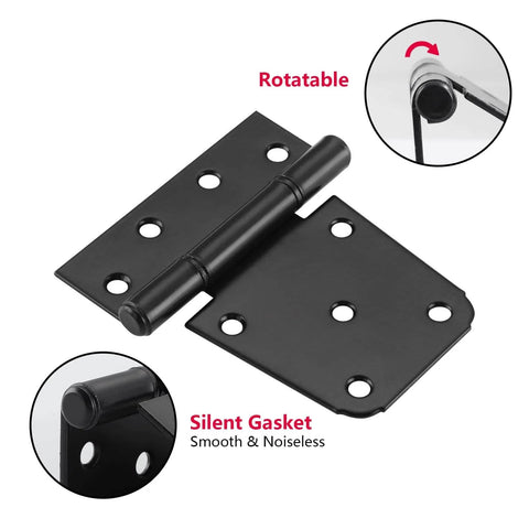 Heavy Duty Gate Hinges 4 Pack 3.5 Inch Black T Strap Hinges For Wooden Gates And Fences Outdoor With Screws Rust Resistant Steel Durable