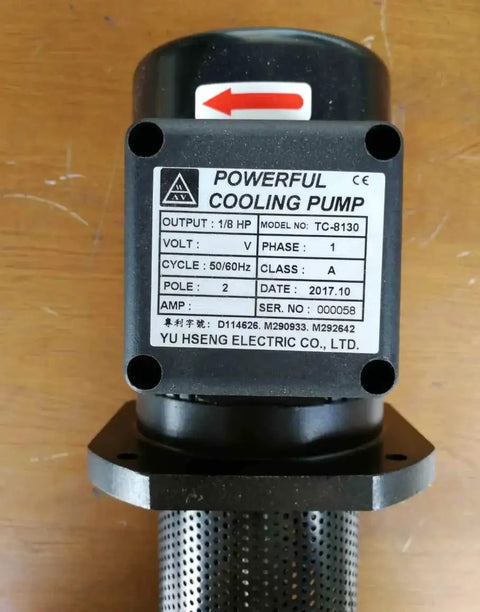TC 8130 One Eighth Horsepower Coolant Pump For Lathe And Bandsaw Tools Immersion Length 130 MM Five Inch NPT Three Eighth Inch Thread