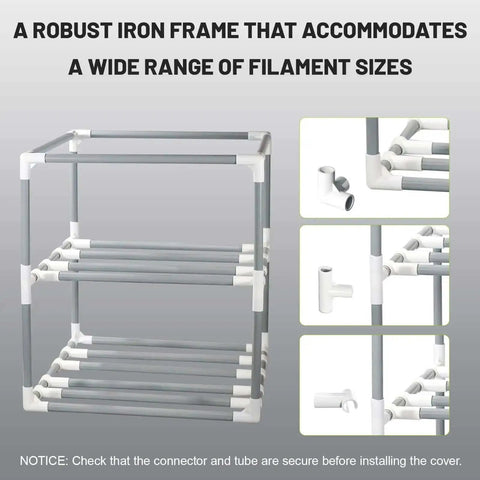 2 Tier Metal Filament Dry Storage Box With Leather Cloth Cover Holds Up To 20 Spools, robust iron frame construction