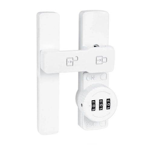 White 180 Degree Barn Door Lock With 3 Digit Keyless Password, No Key Needed, Flip Latch Privacy Lock For Barn Doors, Windows, Cabinets