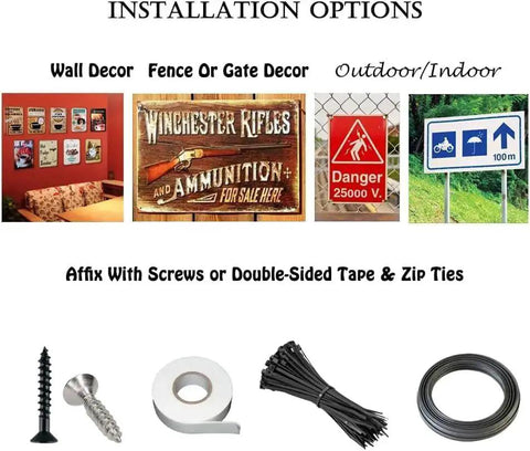 Installation options for Heavy Duty Metal Caution Sign 8x12 Inches For Indoor And Outdoor Use Fire Hazard Warning Plaque