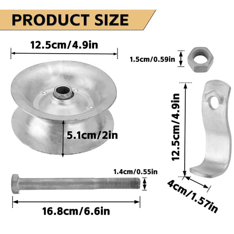 5 Inch Sliding Gate Rollers Heavy Duty Galvanized Steel Track Roller For 1 5 8 Inch Pipe Track Easy Install Pack Of 1 Rust Resistant Durable Weatherproof Gate Hardware parts with dimensions