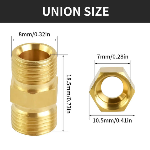 MuHize brass high-pressure compression union fitting for 3/16 in tubing, 8-pack, Amazon brand.