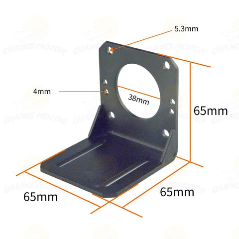 Metal mount stand for Mini Gear Motor Slow Speed 50KTYZ 110V, with dimensions labeled, used in DIY projects and precision machinery.