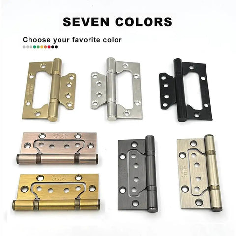Heavy Duty Stainless Steel Door Hinges 4 By 3 Inches Non Mortise Easy Install Smooth Quiet Operation Ideal For Interior Doors Beefy Rust Resistant Hardware 6 Pack Black, showing seven color options, including gold and black.