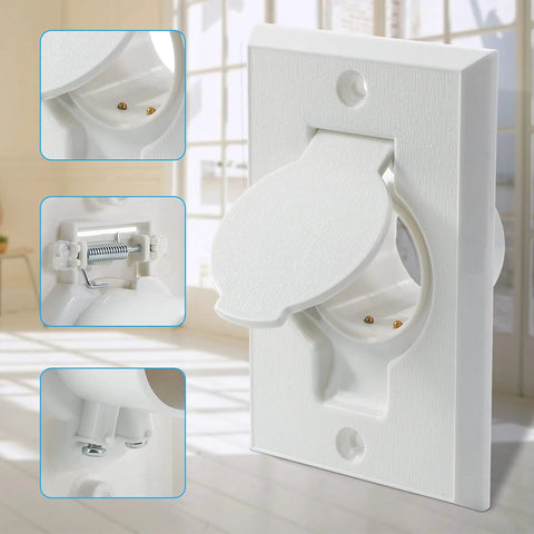 ANTOBLE central vacuum inlet cover plate, white with round door, Beam compatibility, 2-pack.