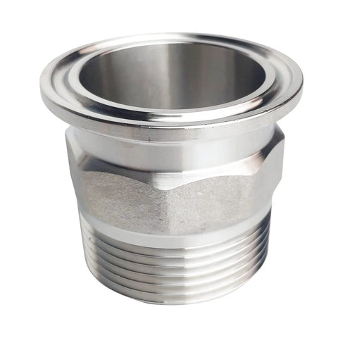 LOZOME 1.5 in sanitary tri-clamp to NPT 1-1/4 in hex male thread adaptor, 304 stainless steel.