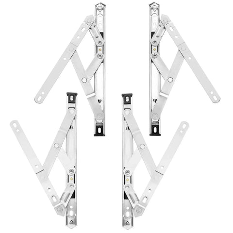 4 Pack 10 Inch Casement Window Hinges And Concealed Friction Stays In Stainless Steel, showing durable hinge design for smooth operation.