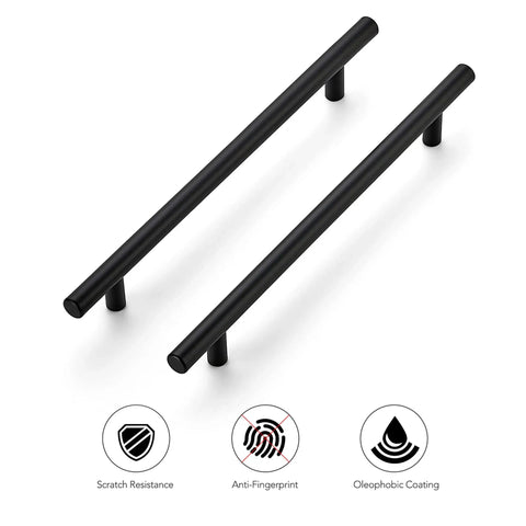 Matte Black 10 Inch Cabinet Handles Set For Kitchen Cabinets Stainless Steel Drawer Pulls showing scratch and fingerprint resistance features
