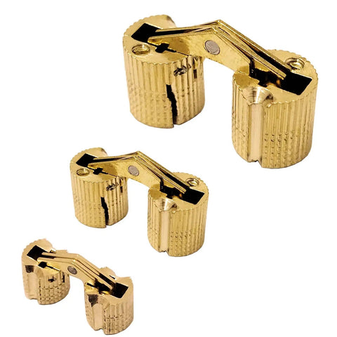 Hidden Brass Barrel Hinges Set 10 Pieces 8mm By 18mm Concealed Cabinet Hardware With 180 Degree Opening And 40 Screws For Furniture Cabinets Tables Jewelry Boxes