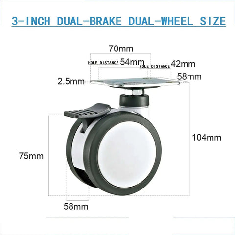 3-inch 316 Stainless Steel Non Magnetic Rust Proof Universal Double Brake Caster Wheel with TPR