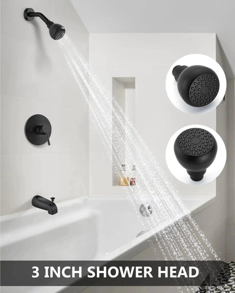Matte Black Tub Shower Faucet Set With Valve And Shower Head By GBBNE Single Handle Bath Faucet Built From 304 Stainless Steel With Brass Valves