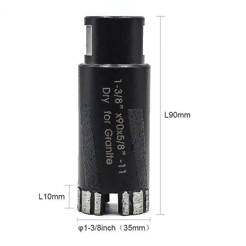 One And Three Eighths Inch Dry Diamond Core Drill Bit With Five Eighths Eleven Thread For Granite And Masonry Vacuum Brazed Side