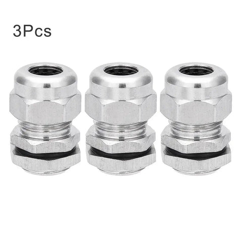 Beefy Industrial Grade Stainless Steel Waterproof Cable Gland PG9 For 4 To 8mm Cables Pack of 3 front view