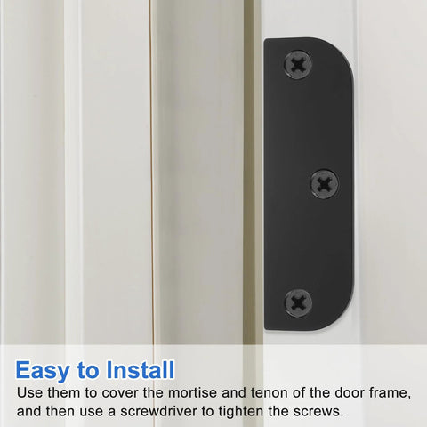 uxcell hinge filler plate on door edge, 3.5 inch, 5/8 inch edge hole, black metal with screws