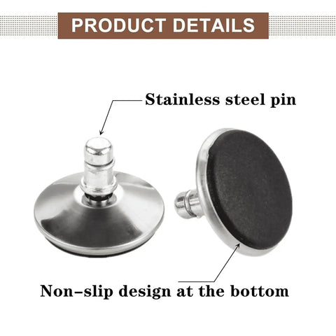 5 Pack Bell Glides for Office Chairs Replacement Feet Stainless Steel and Plastic Non-slip Design