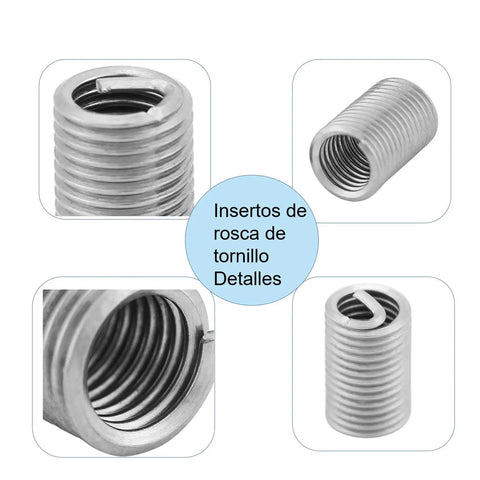 50 Pcs M6 X 1.0 X 3D Stainless Steel Helicoil Thread Inserts Set showing detailed coiled wire helical screw thread inserts SS304.