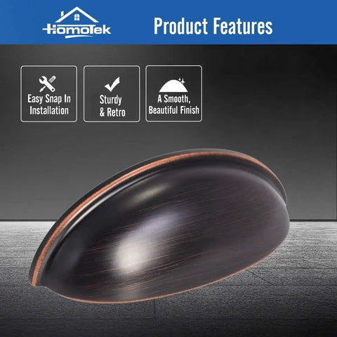 Close-up of Six Pack Drawer Cup Pulls For Cabinets And Dressers In Oil Rubbed Bronze 3 Inch Hole Centers Durable Zinc Alloy