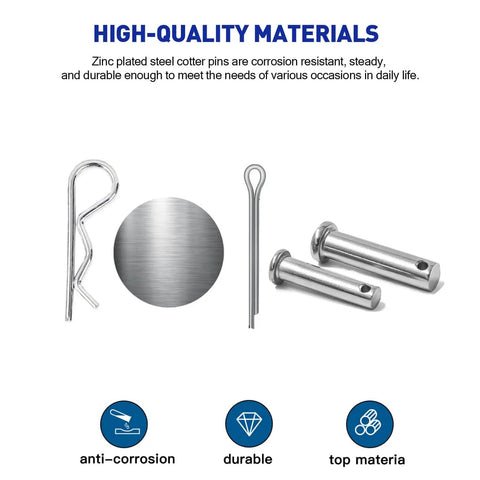 122 Piece Cotter Pin Kit With Hair Pins Clevis Pins R Clips And Hitch Pins Zinc Plated For Trailers Latches And Equipment Durable