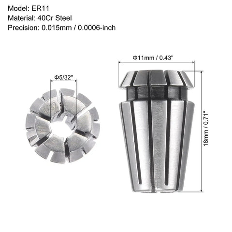 ER11 Spring Collet For CNC Milling And Engraving Machines, 5/32 Inch Clamp Diameter, 40Cr Steel, high precision view.