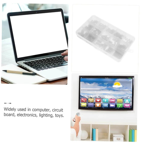 Laptop on desk, plastic storage case of Ultimate 175 Piece Square Drive Shaft Key Set, hand holding TV remote