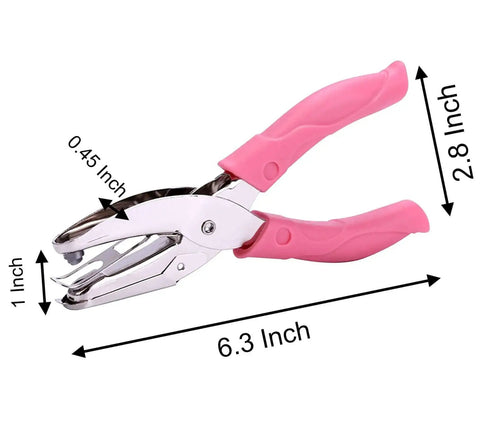 6.3 Inch Handheld Paper Hole Punch With One Eighth Inch Hole Diameter Pink Soft Leather Cover Durable Metal Puncher For Two Millimeter Thick Paper And Leather Punches Ten To Fifteen Sheets Ideal For Craft And Office Use.
