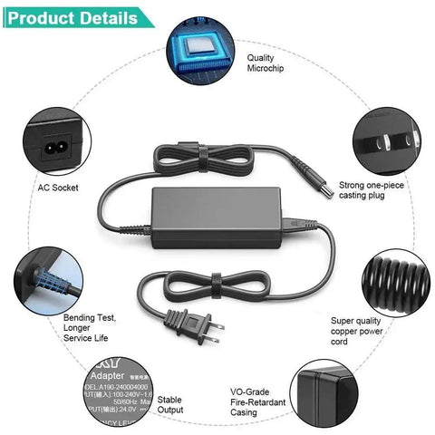 24V AC power supply for ResMed AirSense 10 CPAP; black adapter with DC output cord and AC mains plug.