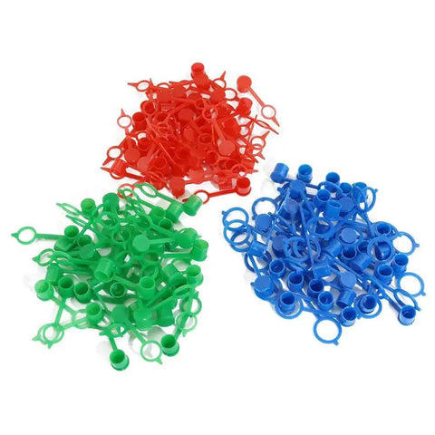 800 Pcs Zerk Fitting Dust Cover Caps Kit For M6 M8 M10 Polyethylene Plastic Red Blue Green Color Set displayed in piles.