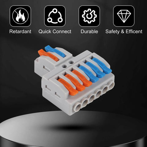 10 Pack Lever Wire Connectors 2 In 6 Out Quick Wiring Cable Connectors For Splicing Wires Push In Conductor Terminal Block
