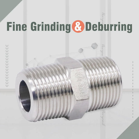 Stainless steel hex pipe fitting, 3/4 NPT, double male threads, 304 SS, 2-pack