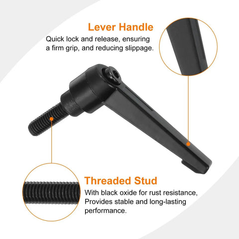 Two Pieces M8 X 20mm Adjustable Knob Handles With Male Thread Push Button Ratchet Quick Release Locking Rotating Bolt, black alloy steel