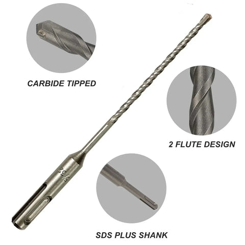 SDS Plus 5 by 32 Inch by 6 Inch Carbide Tipped Rotary Hammer Drill Bits, 10 Pack for Brick, Stone and Concrete, Pro Grade